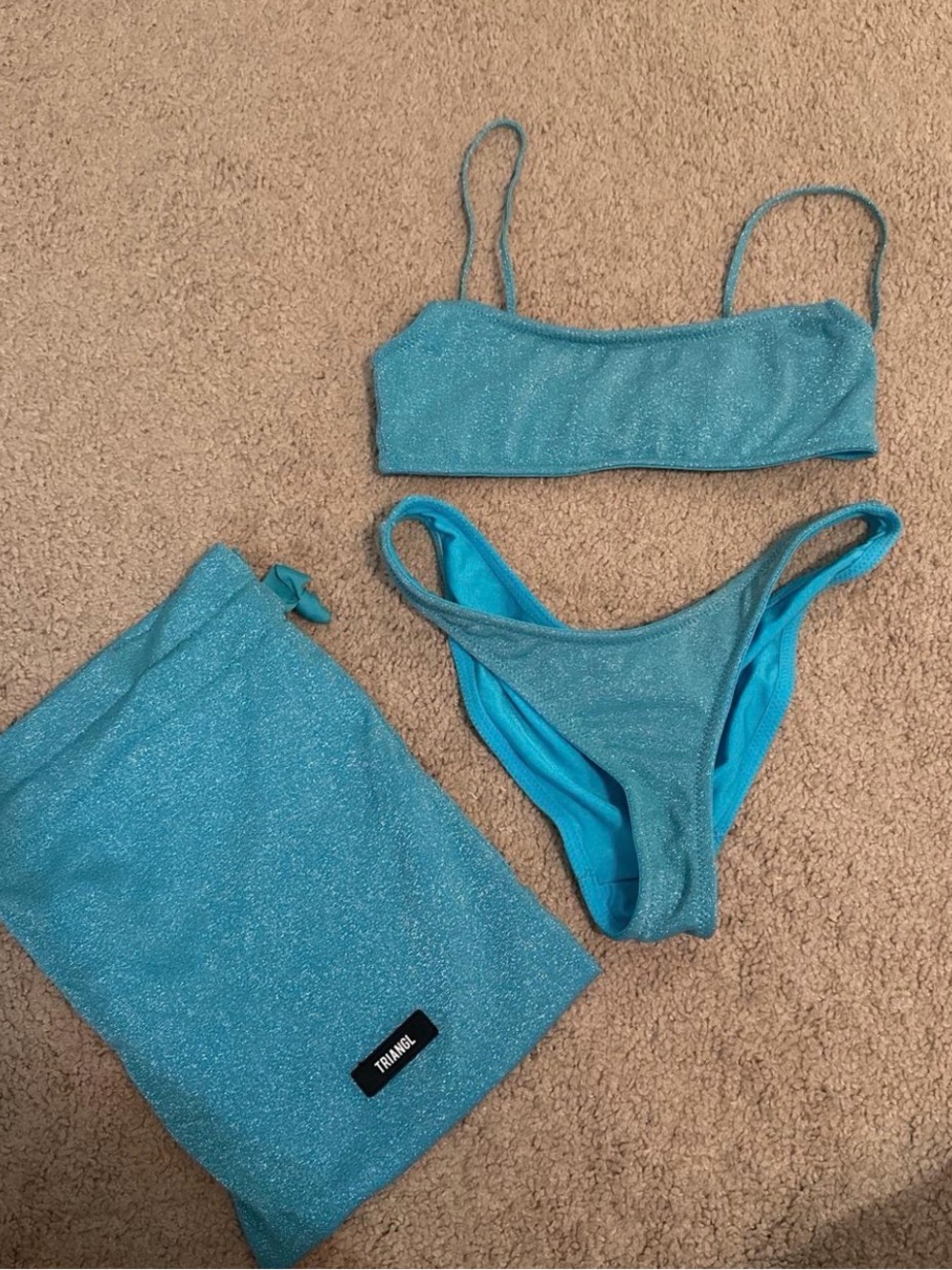 triangl swimwear Shimmery Teal Bikini Set